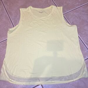 Athleta Pale Yellow Tank Top with Mesh Hem